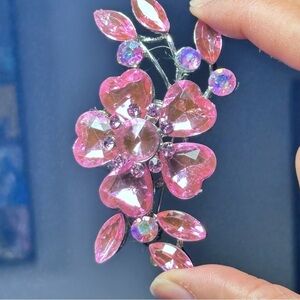 Pink Crystal Glass Floral Brooch